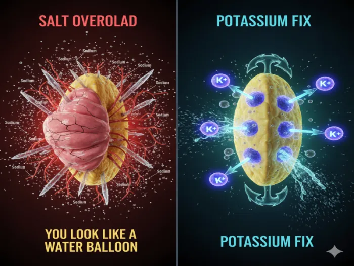 [팩트] 넌 살찐 게 아니야, '소금물'에 절여진 거야. (얼굴 붓기 빼는 유일한 해독제, 칼륨)