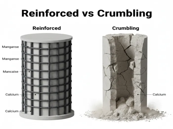 [경고] 칼슘제를 트럭으로 먹어도 당신 뼈가 '모래성'처럼 무너지는 이유 (망간의 저주)